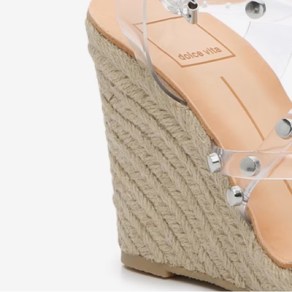 Dolce Vita Maxton Rope Wedge Espadrille Clear/Lucite Straps W/ Silver Gr… - Picture 4 of 8